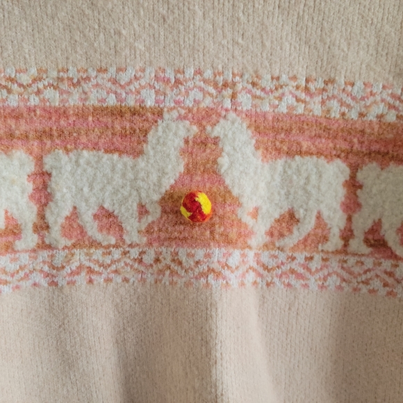 Anthropologie Alpaca Llama Pink Fair Isle Sweater XS - Picture 7 of 7